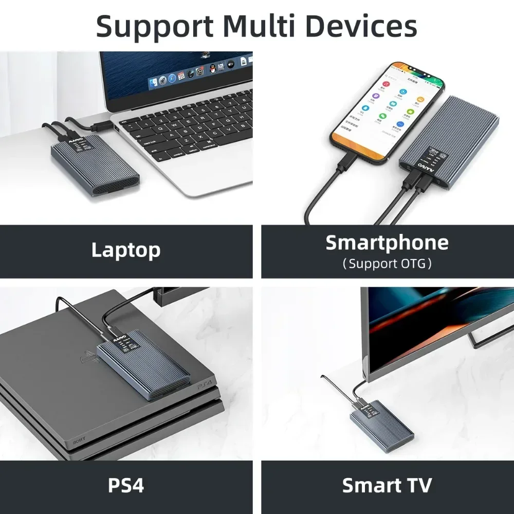 MAIWO Dual Bay 10Gbps M.2 SATA NVMe SSD Enclosure AHCI Protokol Docking Station Offline Clone USB3.2 Tybe-C Gen2 SSD Case kotak