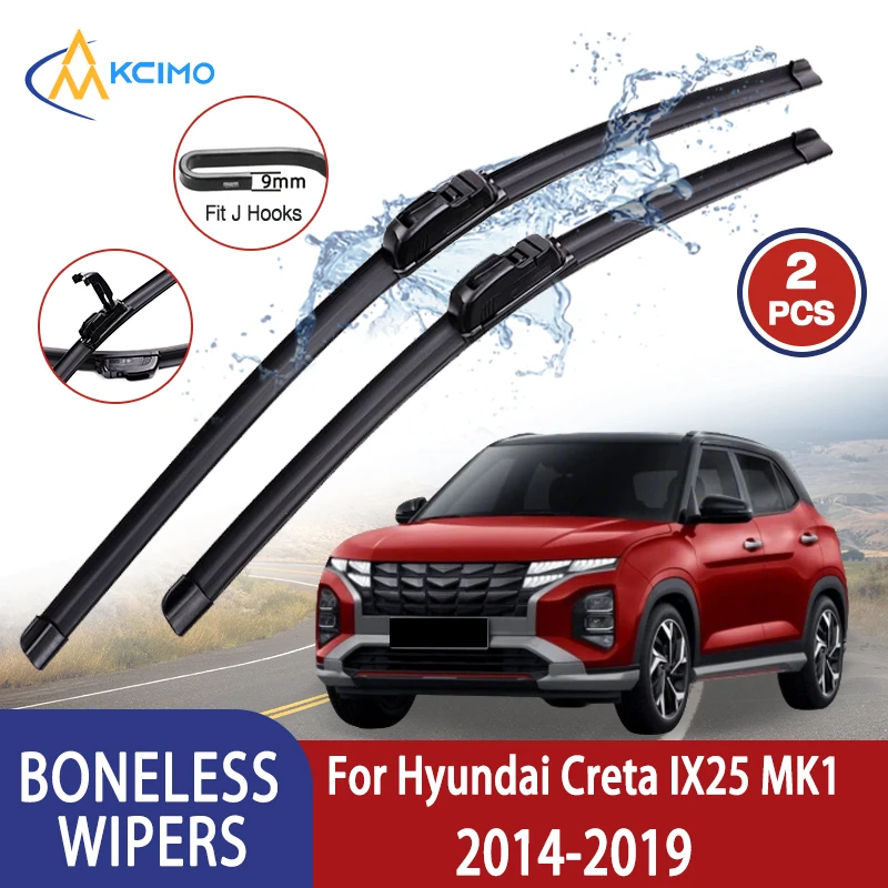 

Kcimo для Hyundai Creta IX25 MK1 2014-2019, автомобильный дворник U-типа, мягкий резиновый бескостный дворник HD, тихий прочный автомобильный дворник 24 "+ 16"