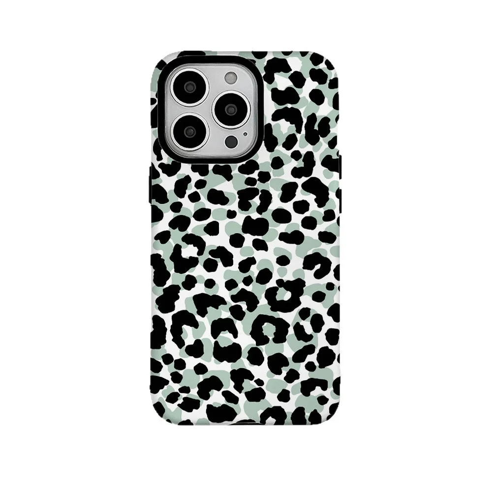 

Green Mint Leopard Print Case for IPHONE 17 16ProMax 15 14 13 12 11 PRO Plus XR X SE Acrylic TPU Two in One Magnetic Phone Cases