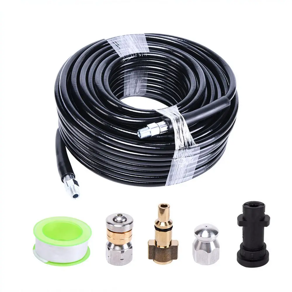 High Pressure Sewer Jetting Hose Kit For Pressure Washer Drain Cleaning Pipe Dredge Tool Water Spray Applicator System