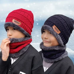 Nieuwe Winter Gebreide Muts Kinderen Plus Fluwelen Warme Sjaal Een Stuk Cap Verdikte Wol Cap Meisjes Gehoorbescherming Kids koude-Proof Hoed