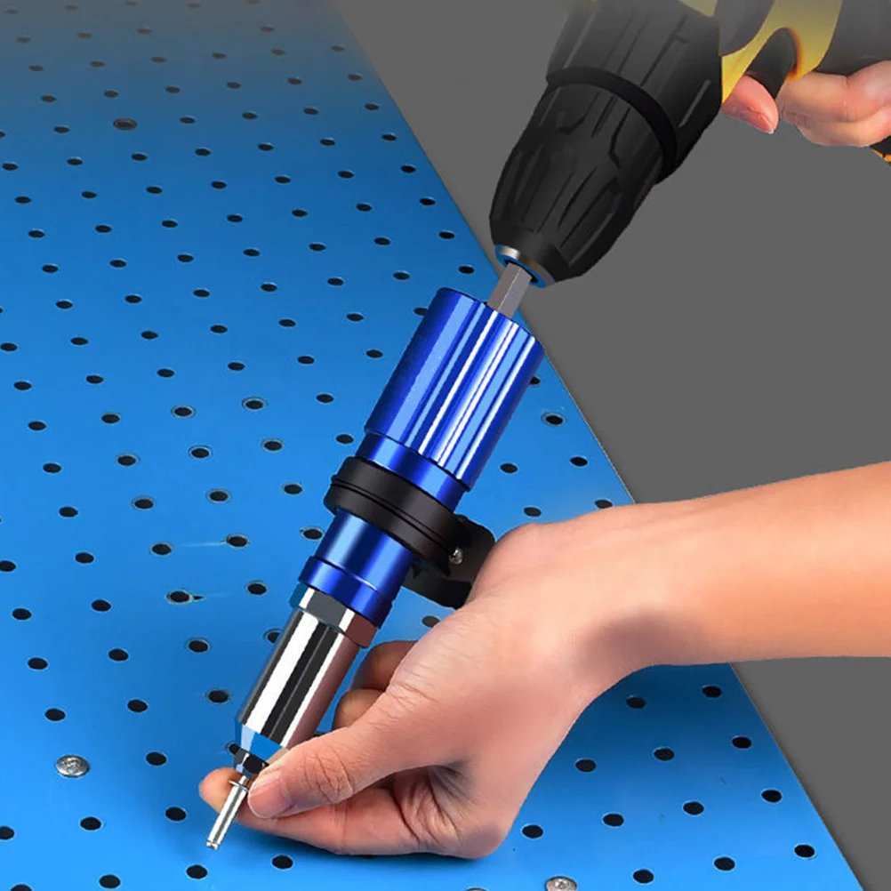 1 Juego de adaptador de remache eléctrico, adaptador de taladro inalámbrico, herramienta de remachado de aleación de aluminio para fabricación de ventanas de aviones automotrices