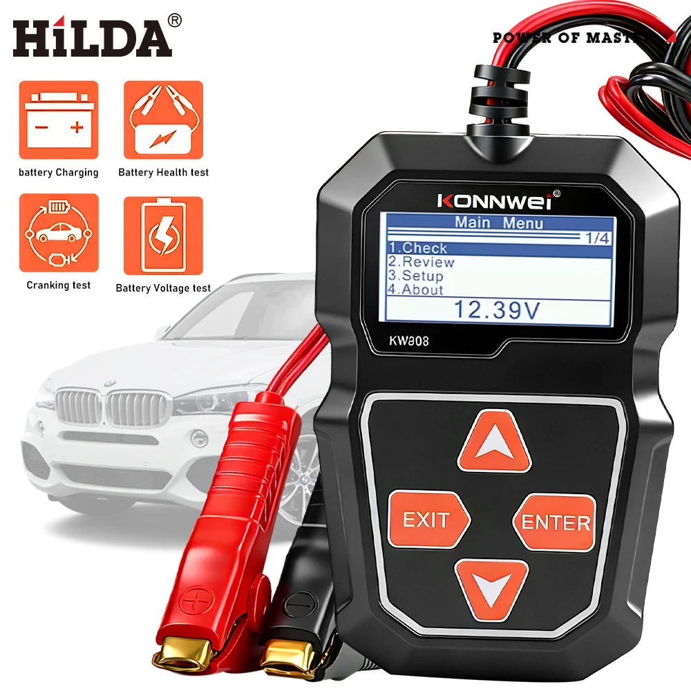 HILDA Car Battery Tester Waveform Voltage Testing Tool Professional Startup Charging Circuit Tester Battery Analyzer Plug Play