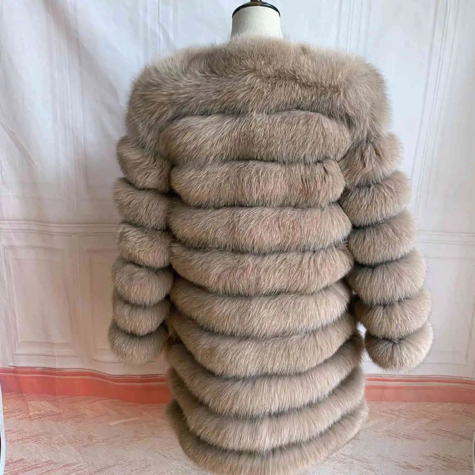 NEW 4in1 Real Fox Fur Long Coat Winter Coat for Women Jackets Vest Winter Outerwear Women Fox Fur Coat High Quality Fur Clothes