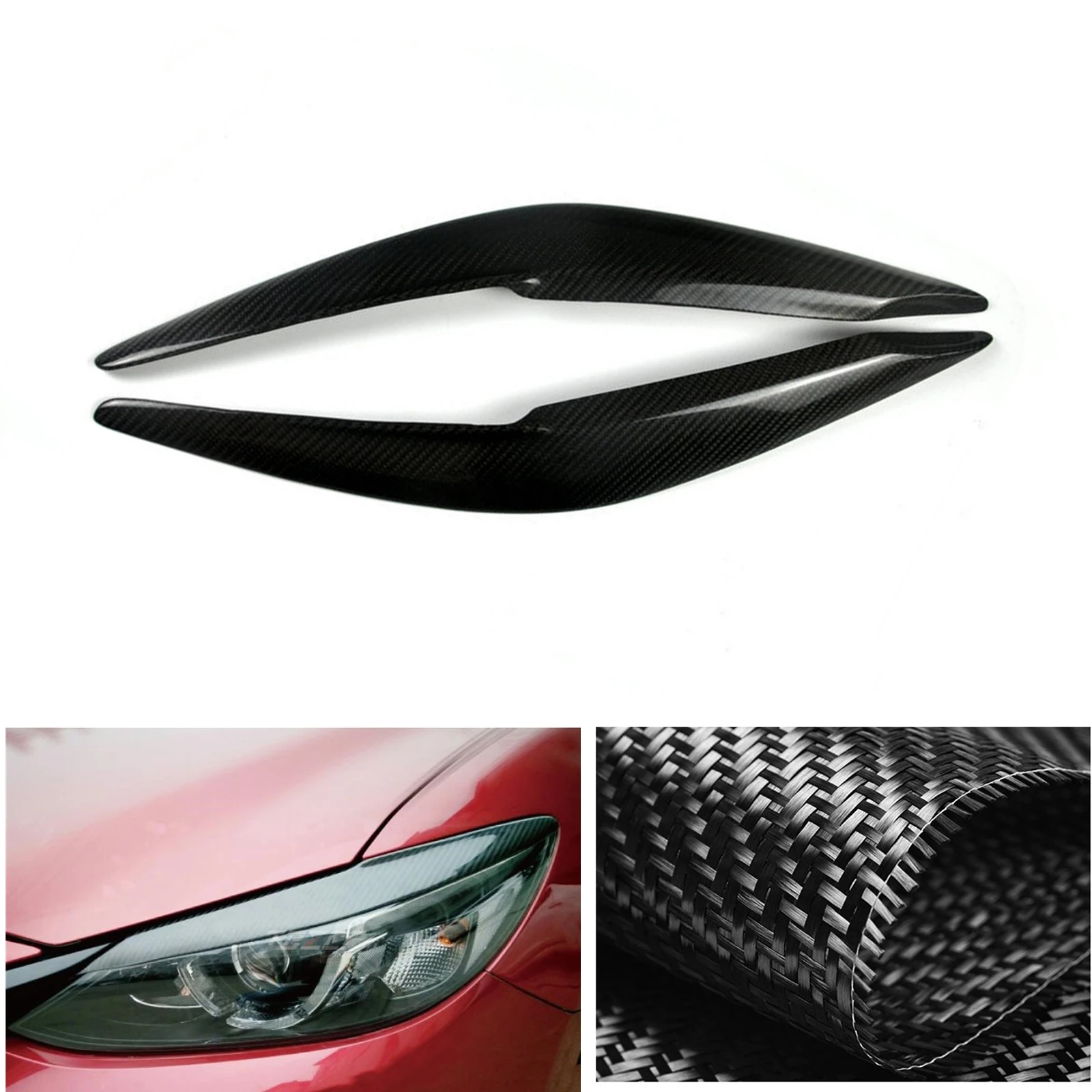 

Headlight Eyebrow Headlamp Eyelid For Mazda 6 Atenza 2017-2018 Real Carbon Fiber Front Head Light Lamp Cover Brow Trim Sticker