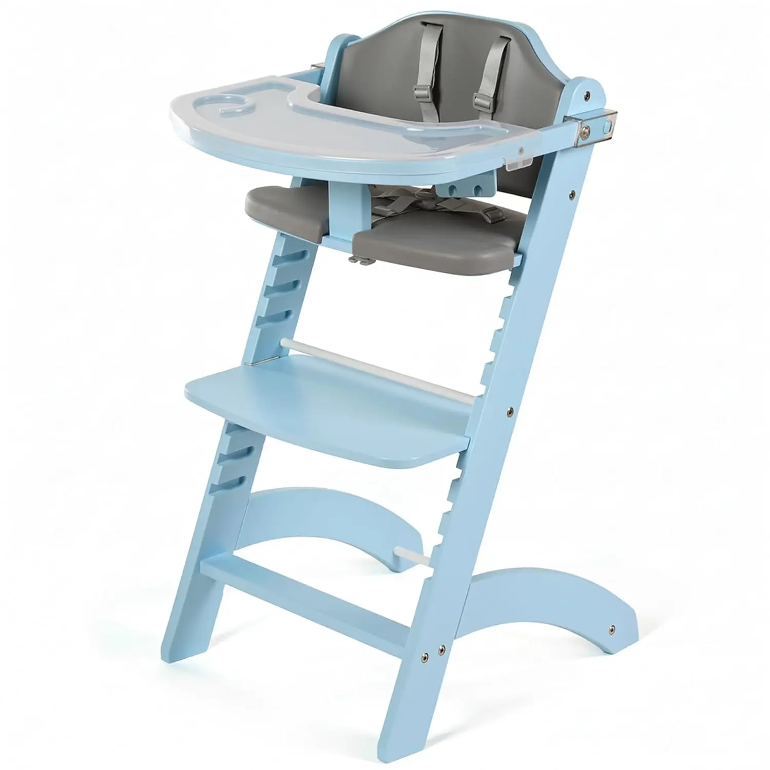 

Convertible 3 In 1 Wooden High Chair For Babies And Toddlers Adjustable Remove Waterproof Cushions Blue