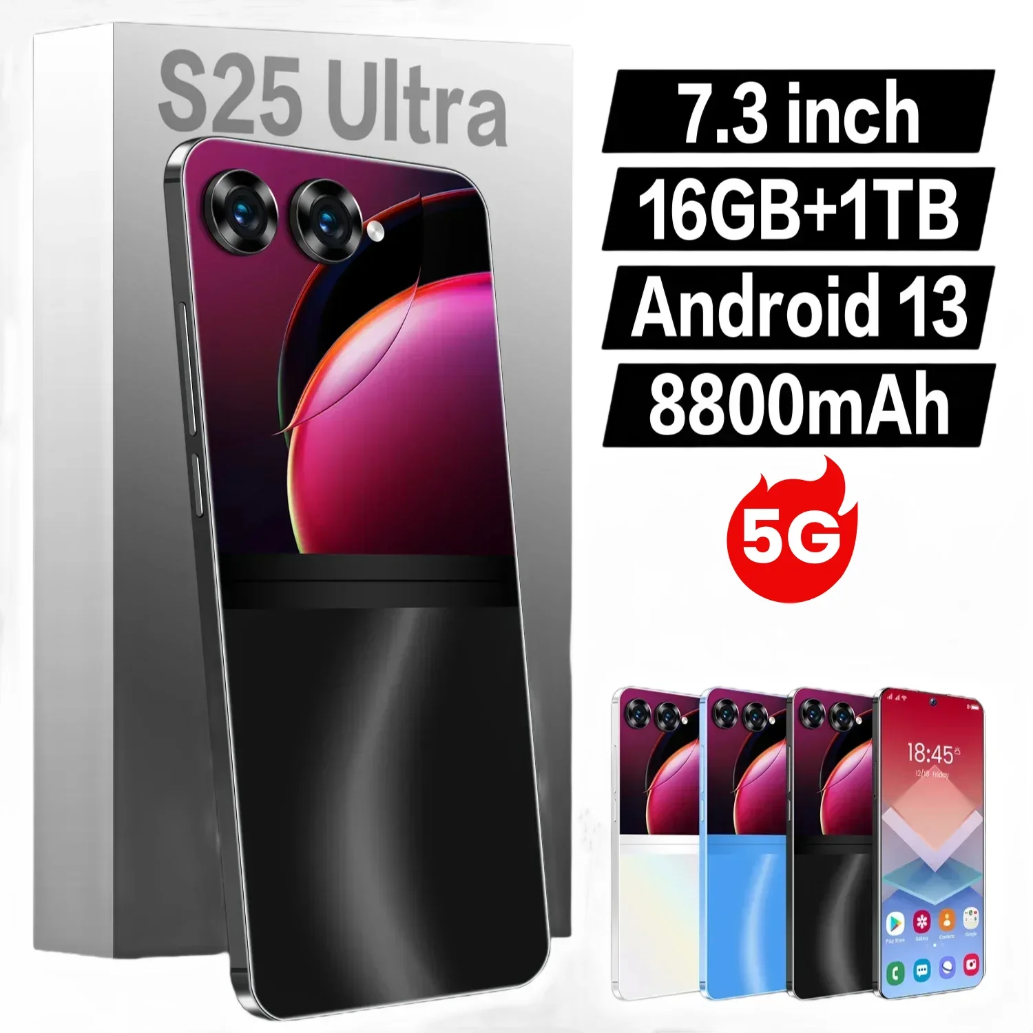 

Global Version S25 Ultra+Phone 7.3 HD Screen 5G Smartphone 16G+1T 48MP+72MP 88000Mah Android13 Celulare Dual Sim Face Unlocked