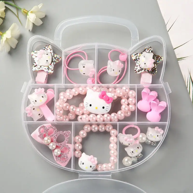 15PCS/set Sanrio Hairpin Hair Band Hello Kitty Anime Cartoon Student Children Hair Clip Hair Accessories Decorate Toys Girl Gift