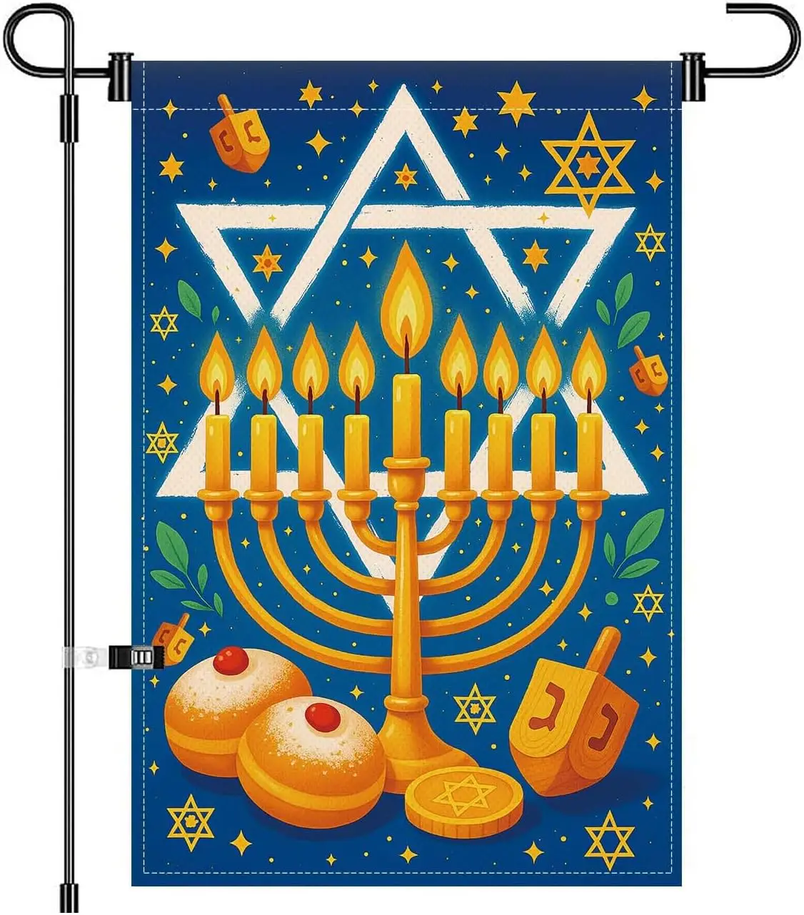 Happy Hanukkah Garden Flags 12 x 18 Inch Double Sided Candlestick Small Yard Outside Decorations Hanukkah Winter Holiday Par SSL
