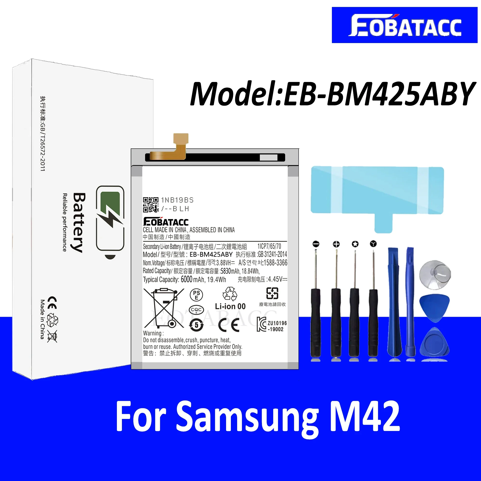 

EOTABACC 100% New Original Battery EB-BM425ABY For Samsung M42 Battery +Tools