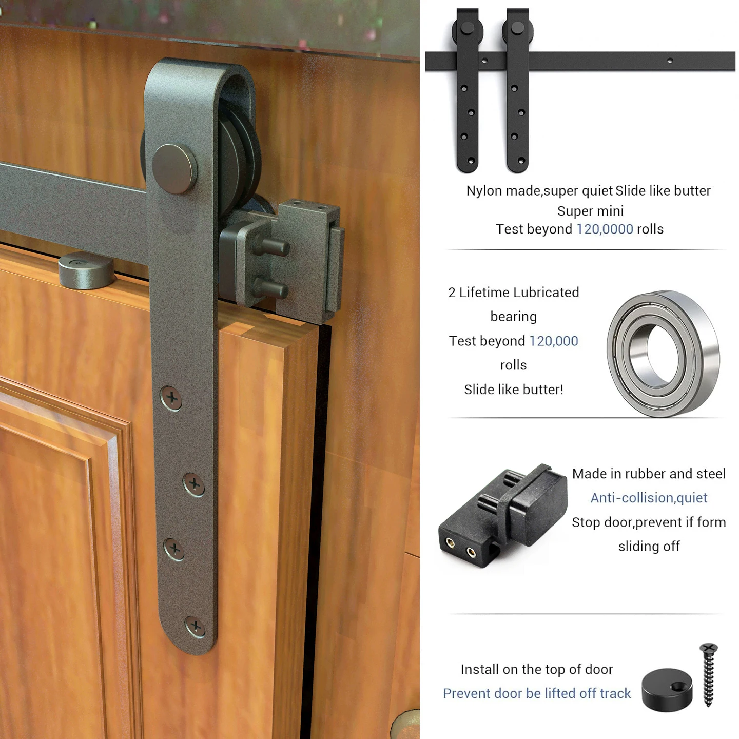 Super Mini Cabinet Small Sliding Barn Door Hardware Kit 99cm-3ft Track for Storage Window TV Stand Easy Install Smooth Operation