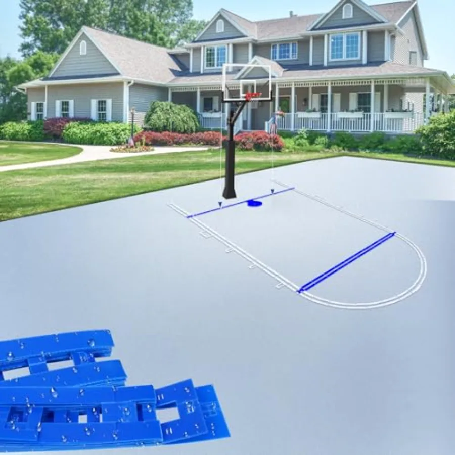 

Heavy-Duty Basketball Court Stencil Kit Basketball Court Marking Kit Thick Reusable Plastic Works on Concrete/Driveway/Asphalt