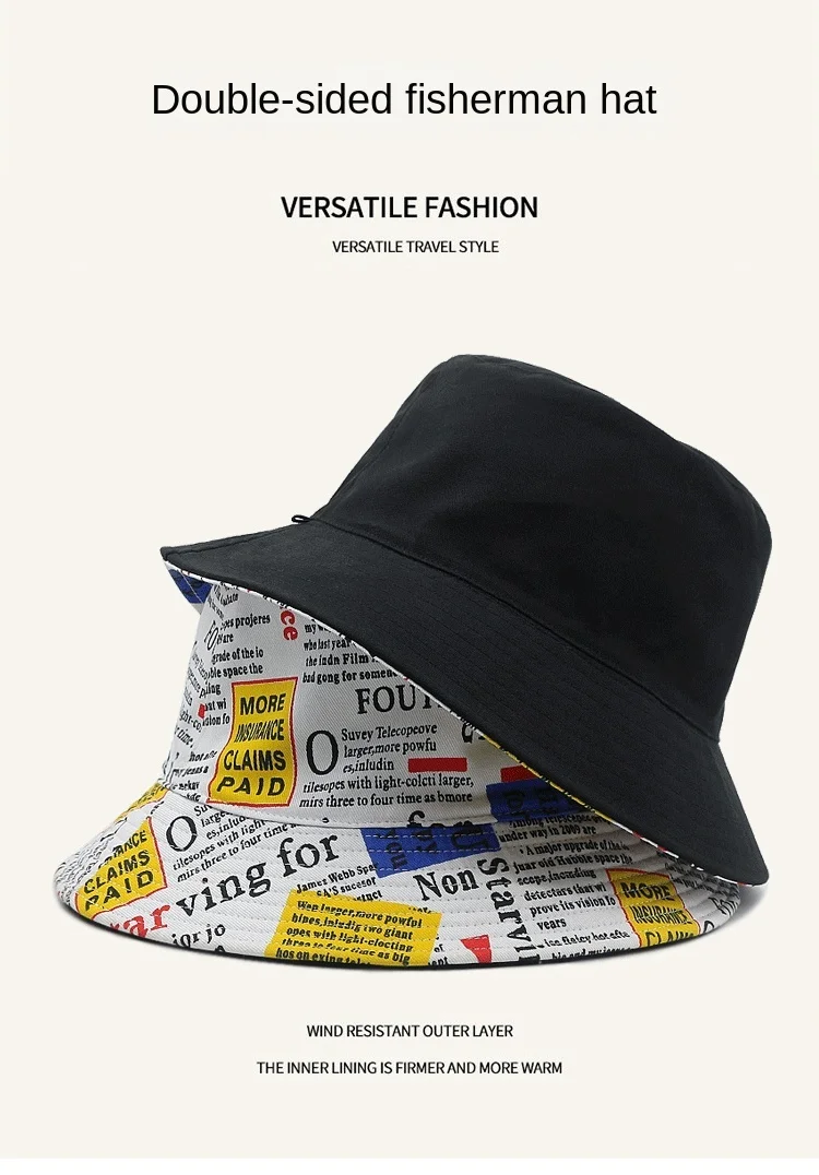 Wendbare Fischermütze, Bucket Hat für große Köpfe, beidseitig tragbar, Outdoor, Übergröße, verstellbar 56-60cm 61-64cm XL für Männer und Frauen – Detail 1