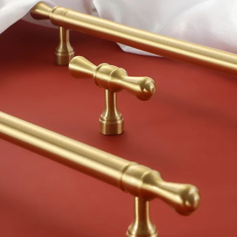 Heavy Duty Solid Brass Drawer Pulls Bedroom Kitchen Cupboard Wardrobe Door Knobs French Gold Hardware Furniture Cabinet Handles