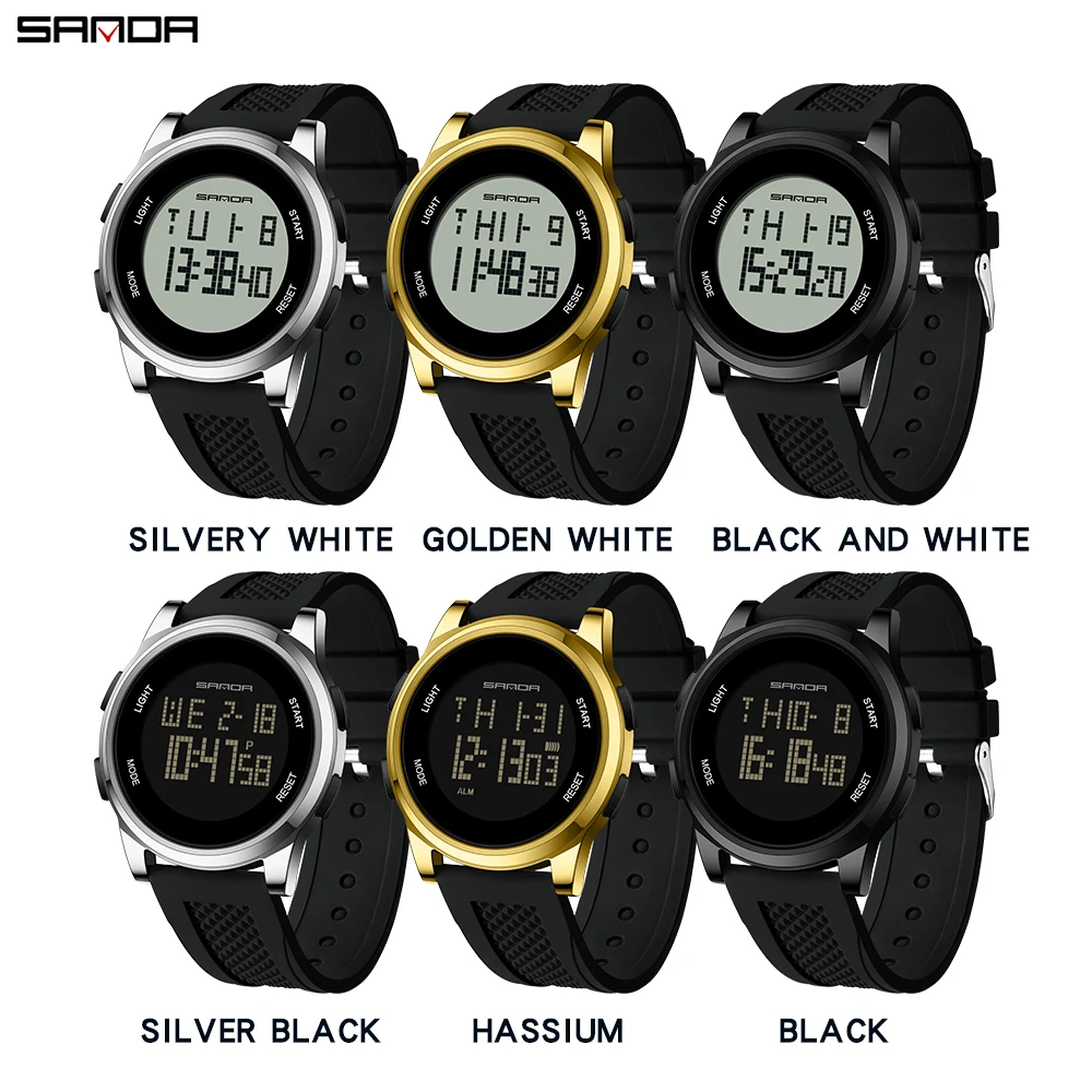 Fashion SANDA Top Brand 9067 Top Brand Luxury LED Stop Waterproof Men\'s Electronic Clocks Digital Military Sports Wrist Watches