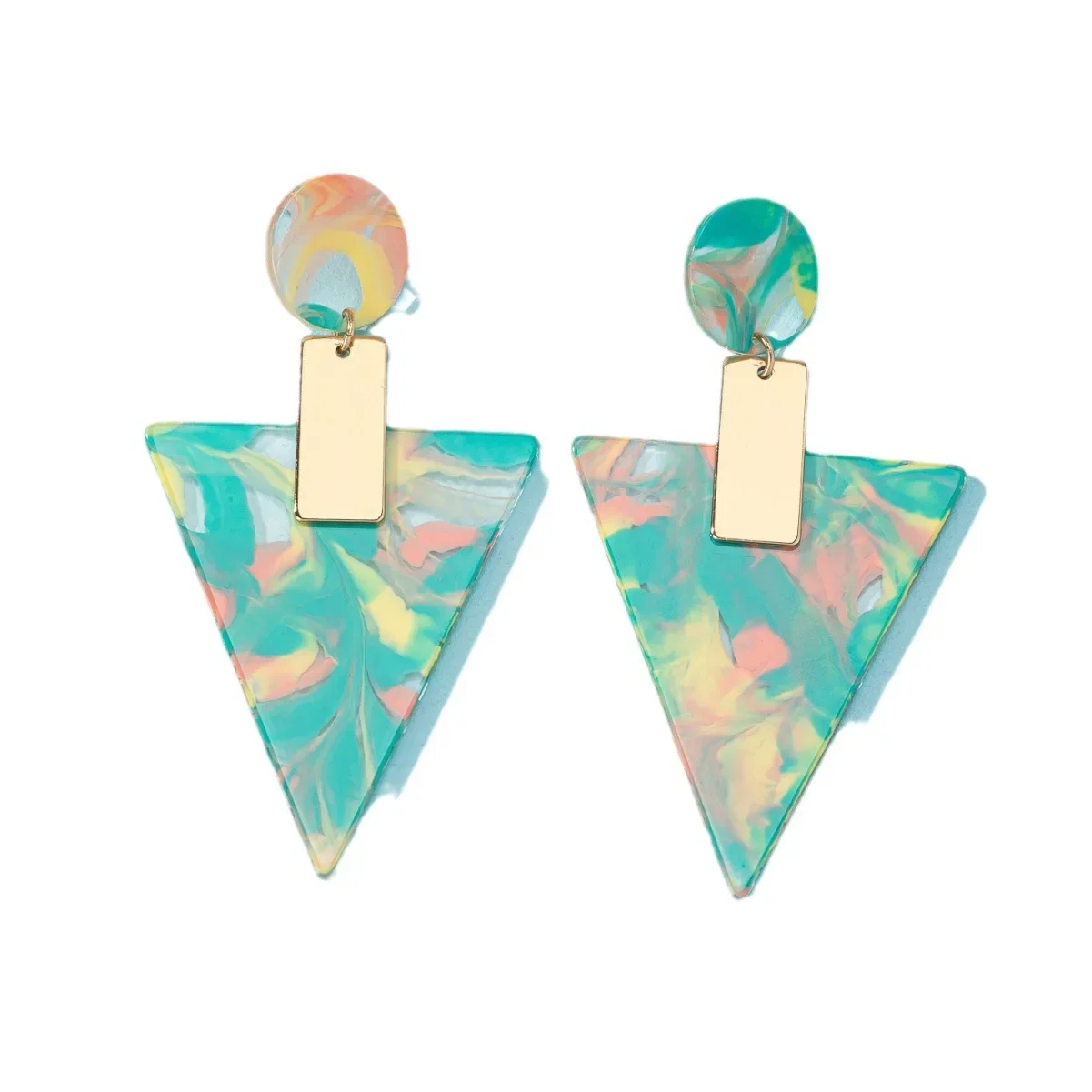 Creative Exaggerated Colorful Acrylic Earring for Women Fashion Geometric Triangle Resin Earring Jewelry