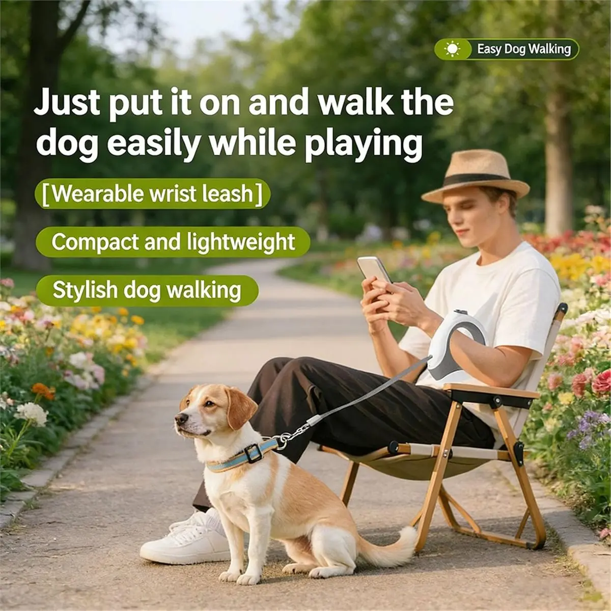 【MUST-HAVE LIST】 Retractable Pet Leash with Adjustable Wrist Strap for Small Dogs and Cats, Nylon Cord, Design