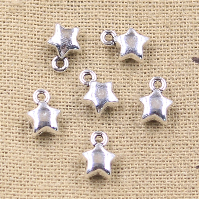 50pcs Charms Fat Star 9x7x4mm Tibetan Silver Color Pendants Antique Jewelry Making DIY Handmade Craft