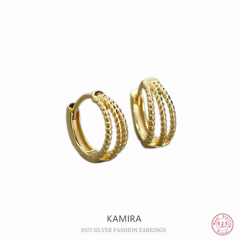 

KAMIRA 925 Sterling Silver Unique Three Twist Rope Earrings for Women Luxury Chic Party Rock Punk Hug Earrings Exquisite Jewelry