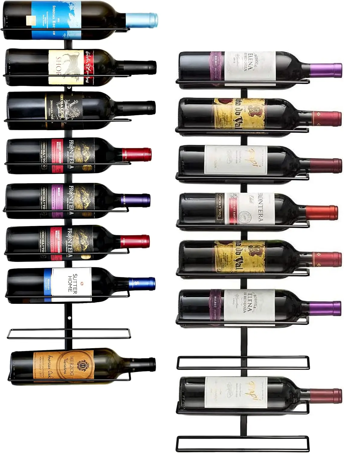 Wall Mount Wine Rack - 18 Level Wine Rack Wall Mounted for Wine Bottles, Liquor, Champagne