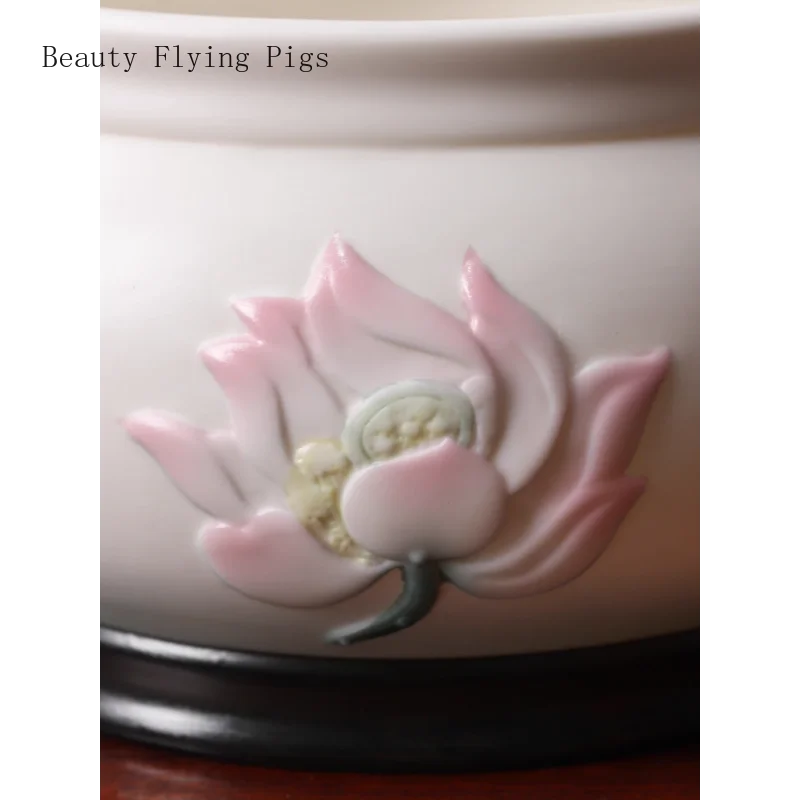 1PCS ceramic lotus incense burner household offerings to Buddha feng shui ornaments living room decoration