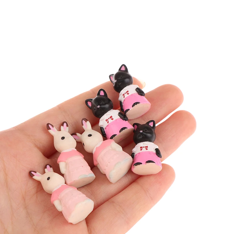 Kawaii Forest Animal Family Rabbit Kitten Figures Dollhouse Mini Ornaments Dollhouse Animal Figures Collectible Toys Kid Gifts