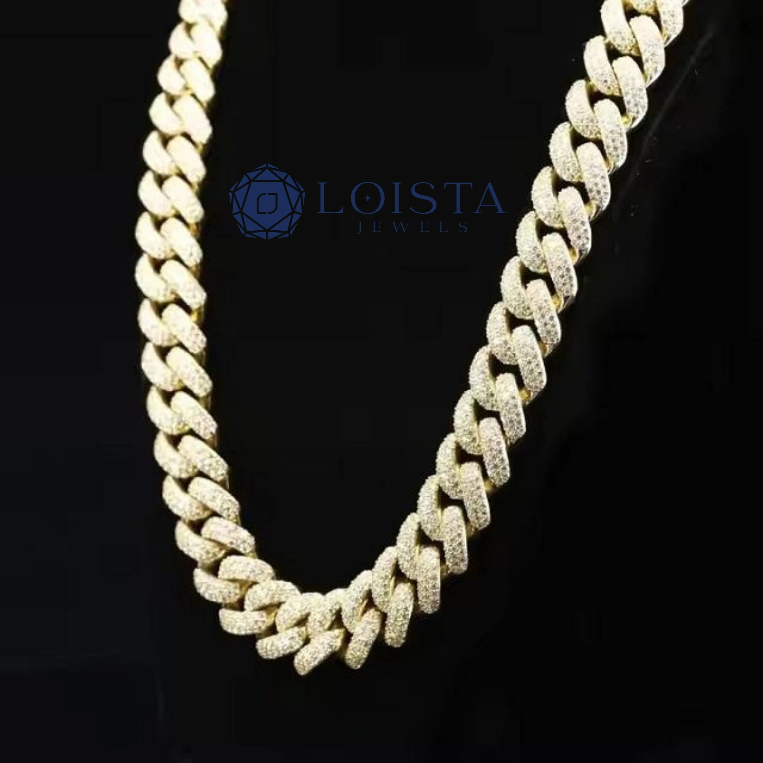 Hip Hop Customized Cuban Link Moissanite Diamond Chain 925 Sterling Silver Diamond Chain From India For LOISTA JEWELS，