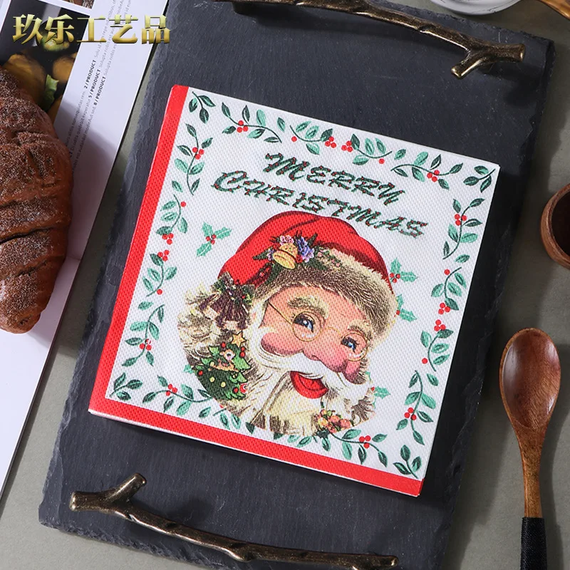 Napkin painting Christmas stock new disposable printed napkin face towel Handkerchief paper party tissue