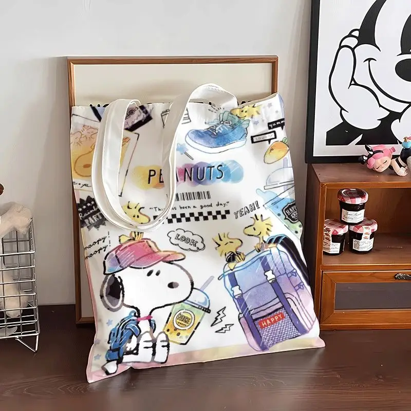 Snoopy Cartoon Druck muster Handtasche gut aussehende Frauen Männer Reiß verschluss Leinwand Tasche Einkaufstasche Jugend Umhängetasche Geschenk Großhandel