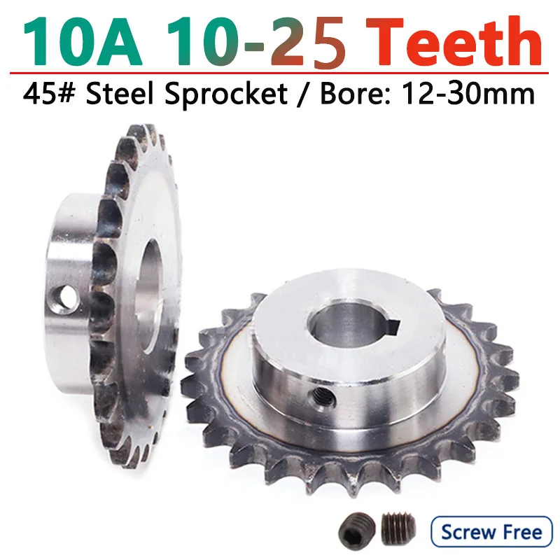 1pcs 10T-25T 10A Industrial Drive Sprocket Wheel 45# Steel Chain Gear 10 11 12 13 14 15 16 17 18 19 20 21 22 23 24 25 Teeth