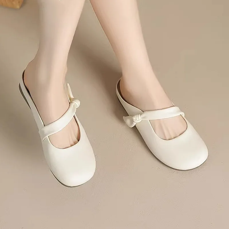 Shoes Slippers Soft Low Slides Slipers Women Cover Toe Fashion Comfort Rubber Summer 2024 Luxury Rome Hoof Heels Casual Fabric