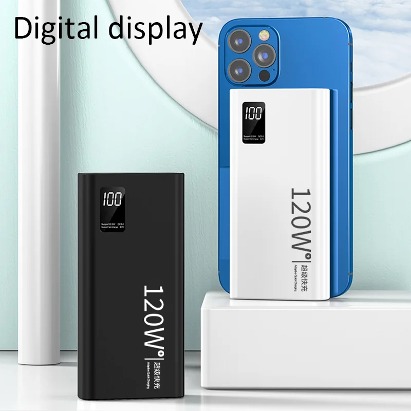 120W Super Fast Charging 50000 mAh Power Bank 100% sufficient capacity for mobile power supply for various mobile phones