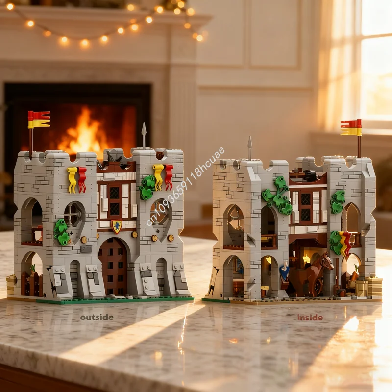 

1006 шт. MOC Courier S Gate Castle Series No 3, модель, строительные блоки, рождественские подарки, архитектурные игрушки, идея, образовательный кирпич для детей