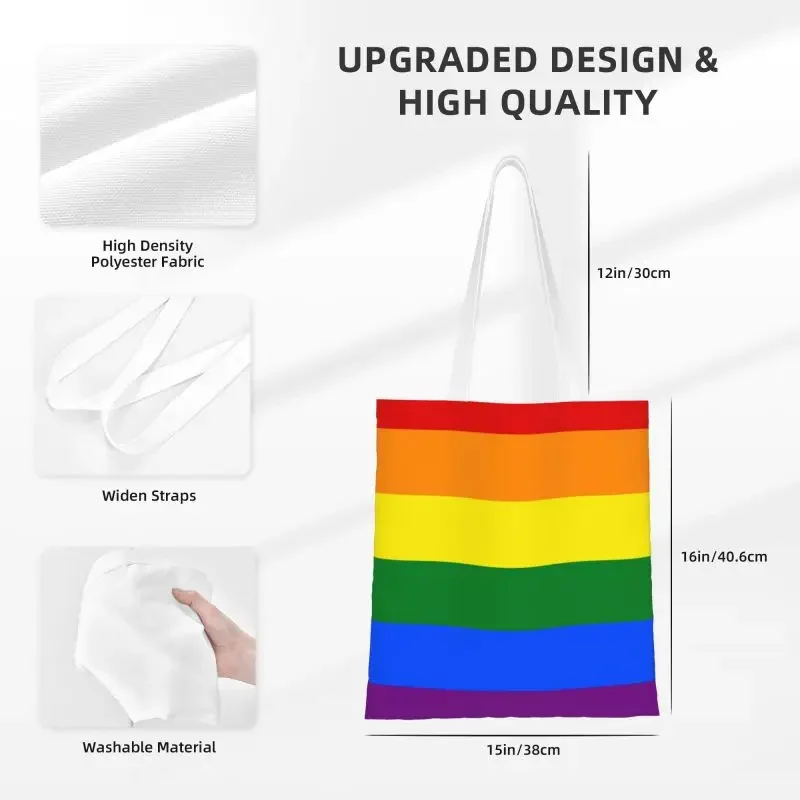 Sac à provisions réutilisable arc-en-ciel pour femme, sac fourre-tout en toile, sacs d'épicerie, LGBTQ, lesbienne, LGBT Pride