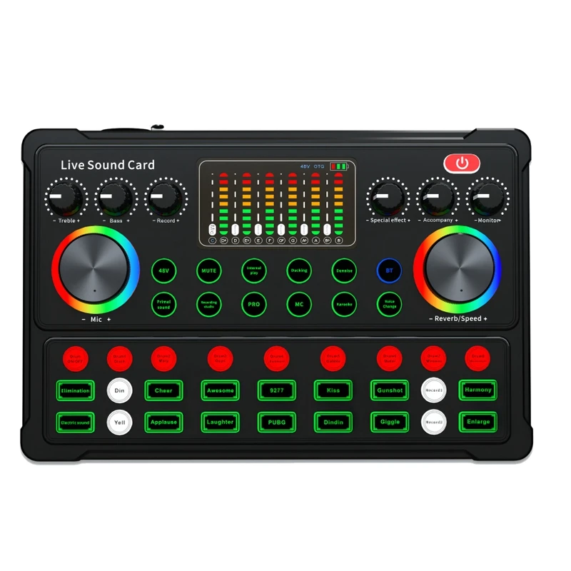 

XB-M3 RGB светодиодный беспроводной Bluetooth-совместимый внешний микшер Звуковая карта Шумоподавление для потоковой передачи в реальном времени и записи пения