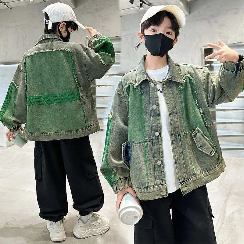

2025 New Boys Denim Jacket Streetwear Trendy Little Gentleman Instagram Worthy Trendy Stylish Cool