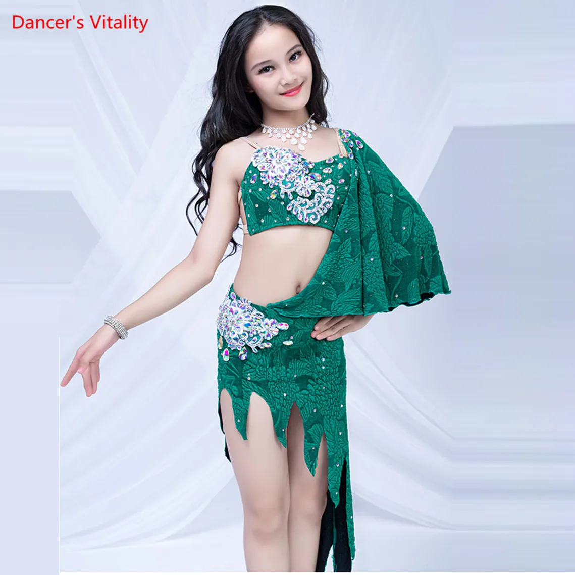 Girl Bellydance Performance Show Costume Children Oriental Dance Skirt Bra 2 Piece Set Bra+Skirt(With Underpants )Free Delivery