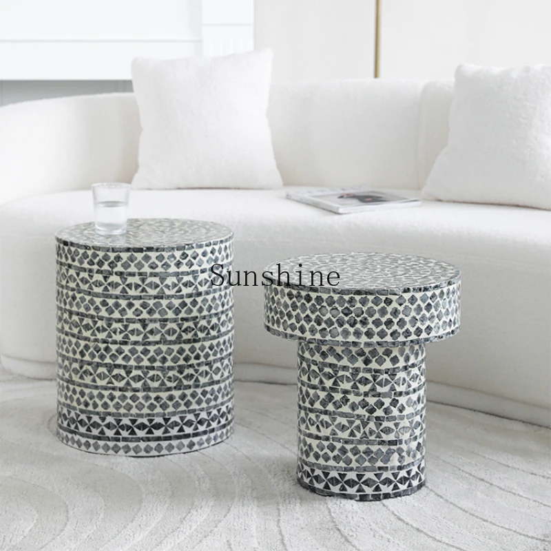 European shell edge table combination set, living room furniture, coffee table, sofa corner table