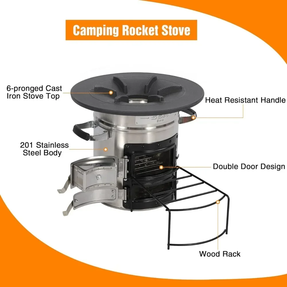 

BestsellerPortable Stainless Steel Camping Rocket Stove with Grill Pan for Backpacking and Cooking Adventures