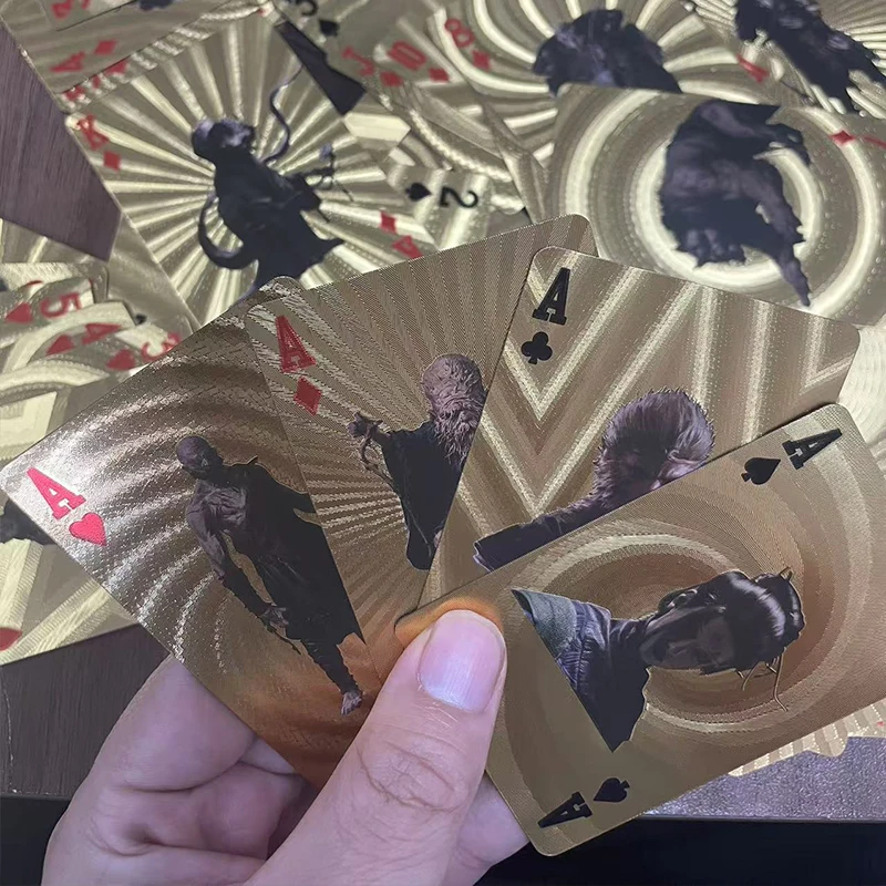 55 قطعة أوراق اللعب الذهبية الترفيهية الذهب احباط بوكر مجموعة بطاقات سحرية 24K الذهب البلاستيك احباط بوكرز بطاقات مقاومة للماء دائم