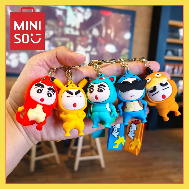 MINISO New Crayon Shin-chan Keychain Pikachu Pendant Cartoon Charmander Cute Doll Pendant Accessible Duck Ornament Toys Gifts