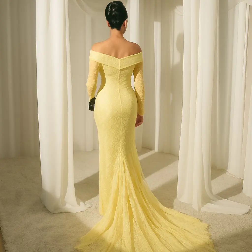 2025 выполненное на заказ платье знаменитостей с вырезом лодочкой, нежное вечернее платье без рукавов с открытыми плечами и кружевным шлейфом с открытой спиной