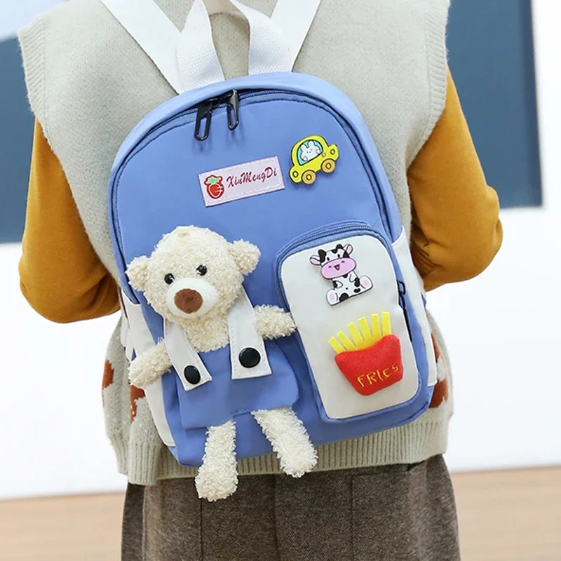 

2024 Cartoon Bear Canvas School Bags For Gilr Cute Kids Kindergarten SchoolBags Children Backpacks Girls Boy Book Bags Back Pack