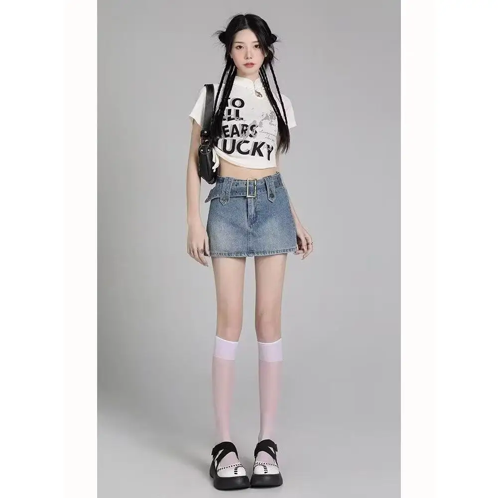 

Retro High Waist Denim Skirt Women's Sexy ort Skirt Bodycon A-Line Skirt Skirt Pants Spring Summer Autumn New Arrival