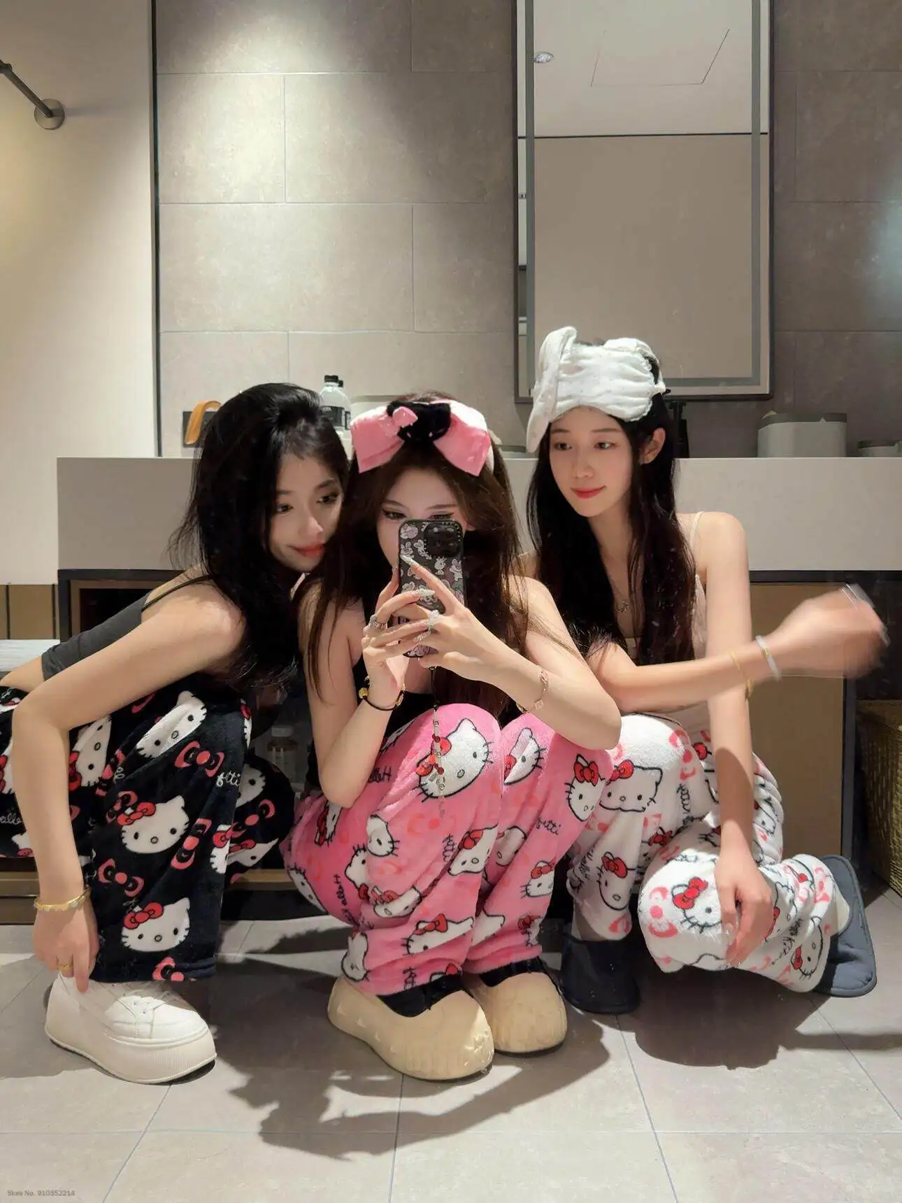 Sanrio Hello Kitty Soft Flannel Wide Leg Pajama Pants Printed Casual Home Loungewear For Women Daily Sleeping Relaxing Wear view 6