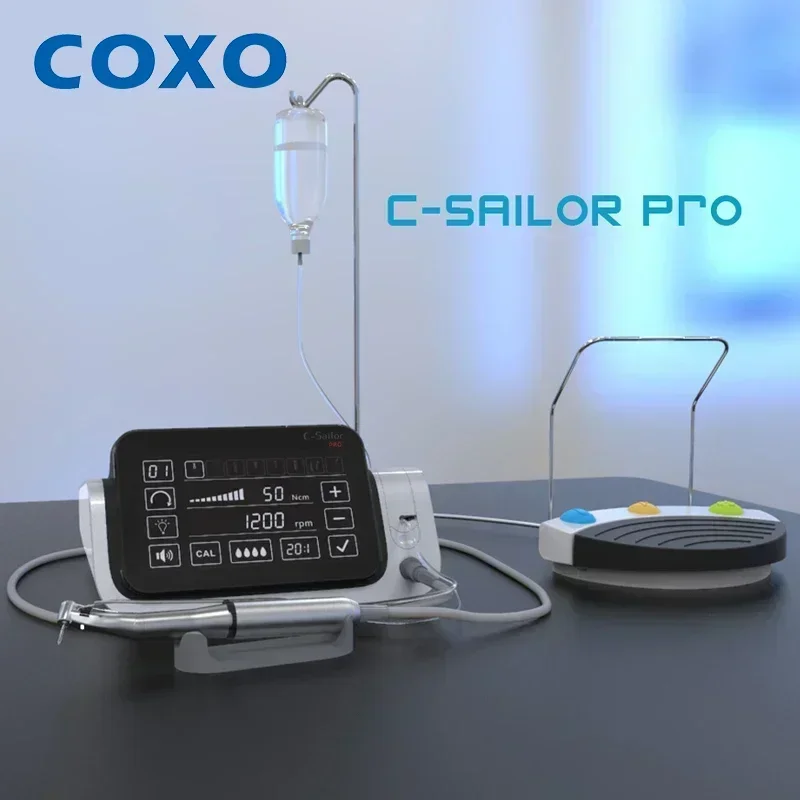 COXO C-Sailor Pro Implant Motor with Fiber Optic Contra Angle Providing Bright LED Light and Powerful Irrigation System Control
