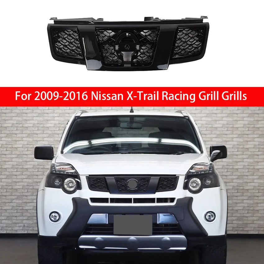 

For 2009-2016 Nissan X-Trail Rogue Upper Bumper Hood Mesh Grills Front Bumper Grille Racing Grill Body Kit