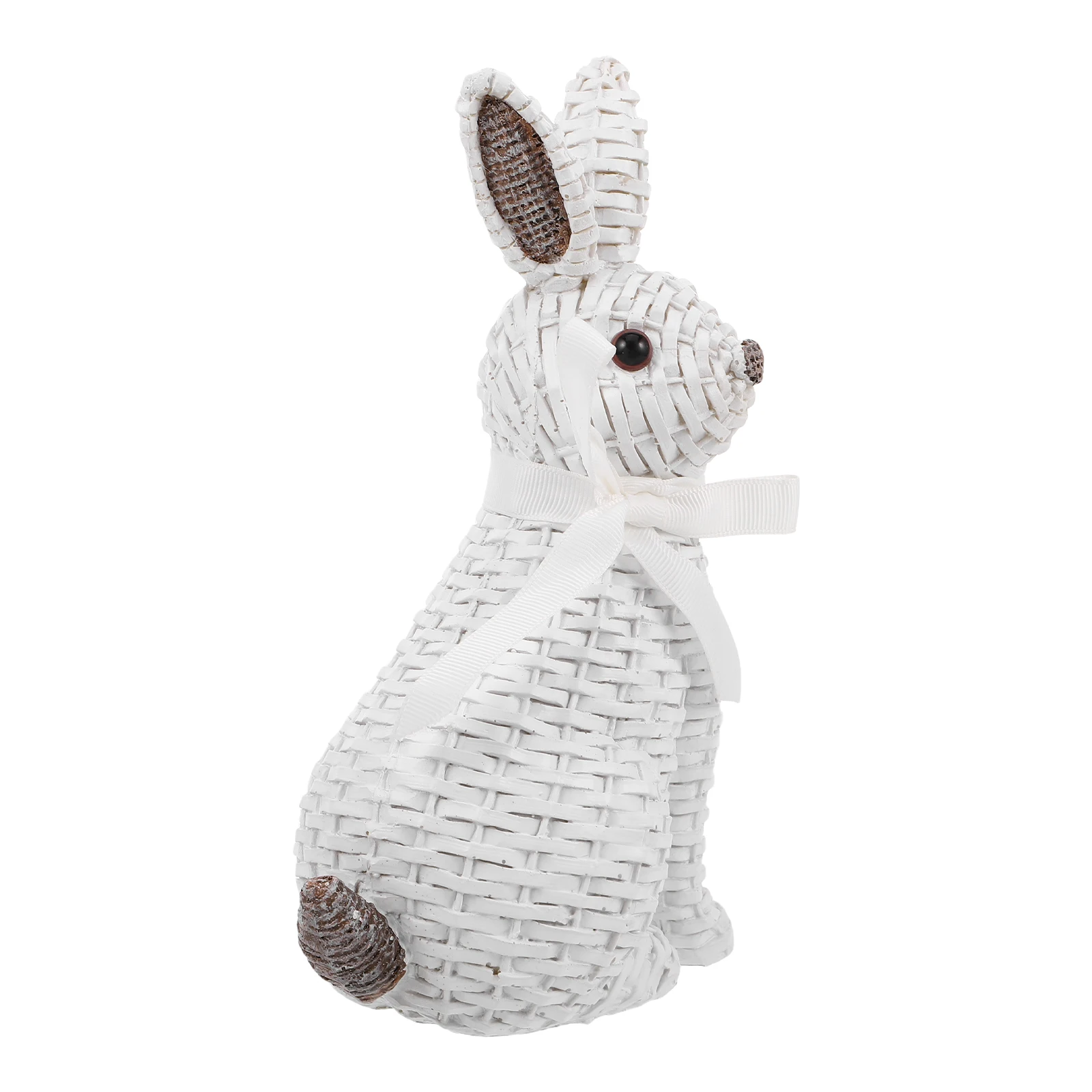 

Rabbit Figurine Home Decor Statue Easter Bunny Tabletop Resin Artificial Bowknot Children Garden Rustic Spring Outdoor Party