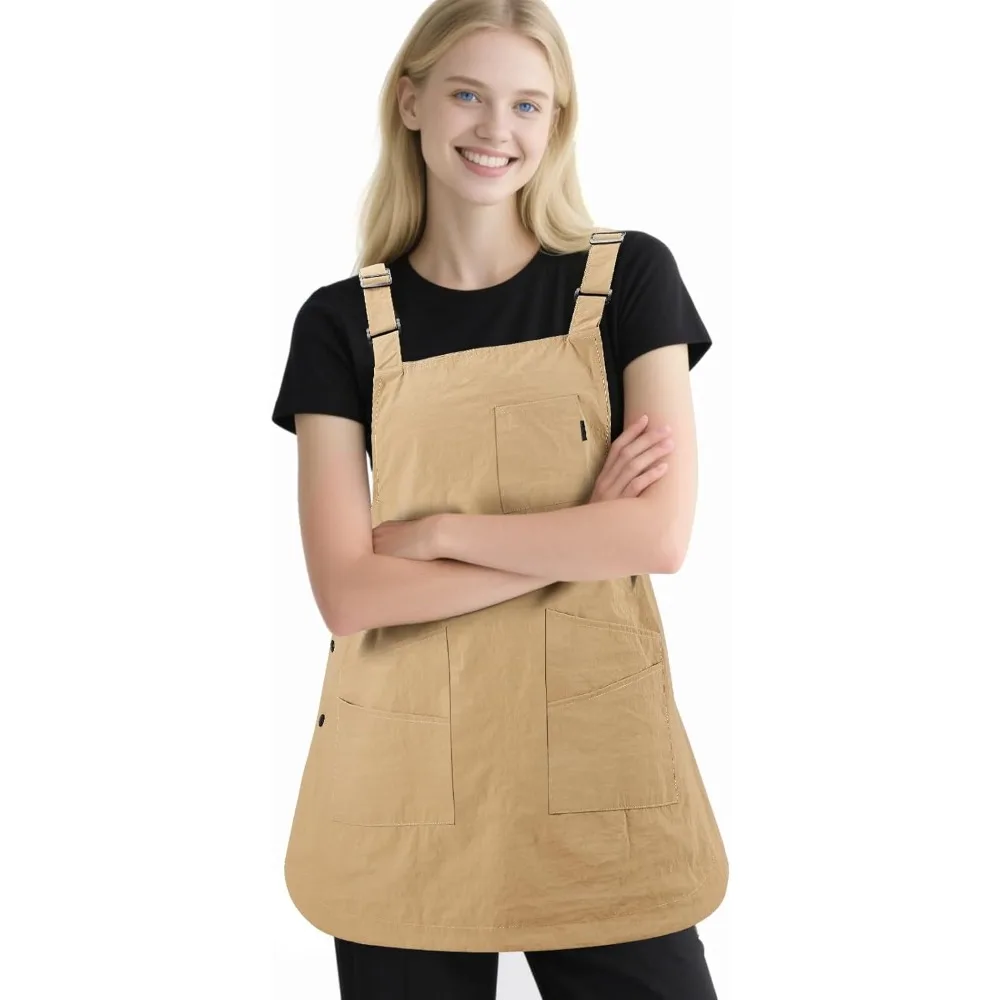 

Japanese Style Waterproof Stain Resistant Apron with Pockets Adjustable Double-Sided Lightweight for Cafe Barber Kitchen Chef