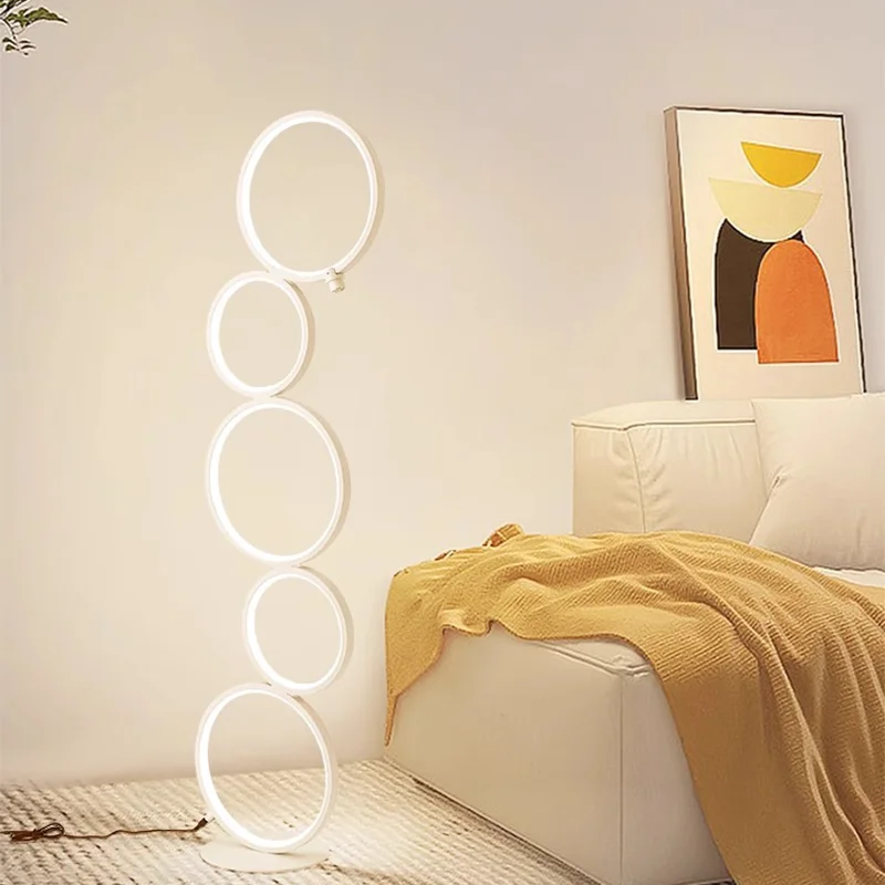 Imagem -05 - Moderno e Minimalista Sala de Estar Luzes Piso Anel Circular Luzes Regulável Proteção para os Olhos Decoração Quarto Luzes Led